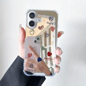 TEMU 휴대폰 케이스 - 아이폰 16, 15, 14, 13, 12, 11 Pro Max, XS, XR, 7, 8, 그리고 SE JD1용 하트 디자인의 완벽한 고급 미러 낙하 방지 휴대폰 케이스
