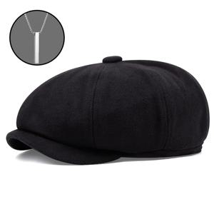 TEMU 2개 세트, 모자 1개 + 목걸이 1개. 남성용 아웃도어 뉴스보이 캡, 플랫 아이비 개츠비 캡, 드라이빙 캡, 아이리쉬 택시 헌팅 캡, 겨울 모자. 크리스마스 한정 액세서리