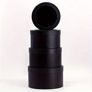 TEMU 발렌타인데이 선물 포장 박스 4개 세트, 검은색 원형 오픈창 투명 과일 꽃다발 삽입용 선물 상자