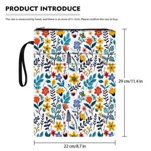 TEMU 워터컬러 플로럴 테마 지퍼북 커버, 앞주머니와 세탁 가능한 다기능 책 보관 가방 - 학교, 학생, 교사 및 독서 애호가를 위한 보호대