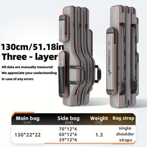 TEMU 낚시용 싱글피스 태클백, 릴 호환 디자인, 다층 수납, 강철 와이어 강화 가장자리, 금속 지퍼, 대용량, 가볍고 휴대 간편, 낚싯대 가방, 바닷물 및 민물 낚시에 이상적