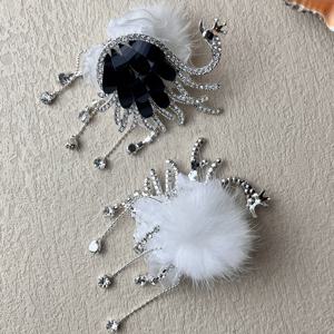 TEMU AB 컬러 비즈 펜 / 독특한 푹신한 뒷면 비즈가 있는 합금 인조 스완