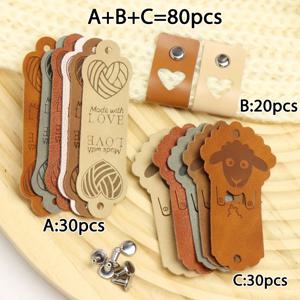 TEMU 80개 인조 가죽 선물 태그 세트 - 3가지 스타일 (양 모양, 하트 컷아웃, 양면 LOVE) + 금속 못 포함 | 크리스마스, 발렌타인데이, 어머니날 DIY 장식용 | 뜨개질, 선물, 공예 박람회, 스카프, 장갑, 모자, 인형, 애완동물 용품