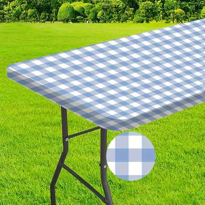 TEMU 1개, 버팔로 체크 피크닉 테이블보, 블랙 앤 화이트 체크 디자인, 탄성 있는 테두리, 파티오, 캠핑 및 야외 활동, 피크닉 및 정원 파티에 적합, 밝은 색상, 야외 테이블보, 피크닉 용품