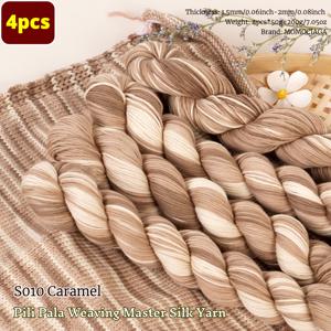 TEMU 대나무 섬유 원사 4개 총 200g/7.05oz, 통기성 좋은 부드러운 우븐 실, 핸드메이드 โครเชต์용 손뜨개 원단, 스웨터, 조끼, 숄, 담요, 쿠션 DIY 장식 수공예품 뜨개질용, 각 50g