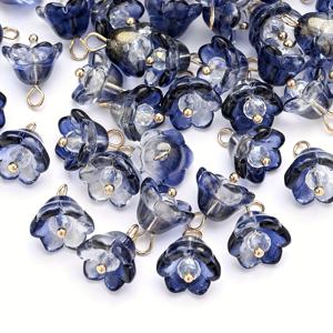 TEMU 11*14mm 20개 유리 그라데이션 밸리 릴리꽃 구슬 참 샤이니 스페이서 비즈 DIY 팔찌 귀걸이 목걸이 키체인 주얼리 제작용 액세서리