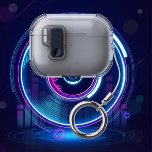 TEMU TPU 안전 잠금 클립 케이스, 애플 에어팟 4 3 프로 호환, 원 프레스 자동 반동 퀵 버클, 쉽게 열리는 투명 보호 케이스, 키 후크 로프 포함, 방탄 로프가 있는 투명 보호 커버, 에어팟 프로2 보호 커버, 여성과 소녀를 위한 완벽한 선물