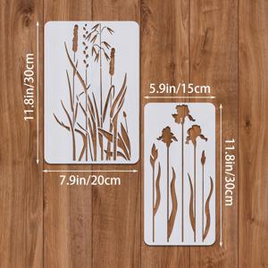 TEMU 4pcs 대형 꽃 야생 꽃 그림 템플릿 재사용 가능한 봄 꽃 야외 식물 야생 꽃 그림 템플릿 벽 캔버스 목재 직물 종이 DIY 가구