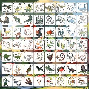 TEMU 56개 다이노소어 홀로우 그림 스테인츠, 세척 및 재사용 가능한 드로잉 도구 스테인츠, 캔버스, 종이, 옷, 가구, 사진 프레임, 나무, 직물 캔버스, 타일, 바닥, 장식, 가정용 마당, 실내 및 실외 장식 예술 작품, 에어브러시 용품, 스프레이 페인트 스테인츠