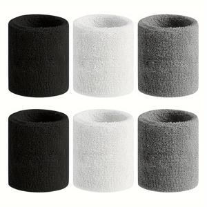 TEMU 6개입 고탄력 땀 흡수 손목밴드 - 스포츠 & 헬스용 - 6가지 생생한 컬러 (다양한 색상 옵션) - 웨이트리프팅용 탄력 운동 밴드, 운동 성능 액세서리