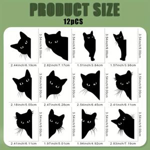 TEMU 고양이 DIY 다리미 烫印 DTF 전사 스티커 12개/세트, 세탁 가능한 열전사 디자인, 바로 다림질 가능한 데칼, 플라스티솔 패치, DIY 의류 티셔츠 마스크 청바지 백팩용