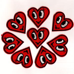 TEMU 빨간 하트 스마일리 페이스 패치 8개, 다림질 및 재봉용 자수 배지, 의류 및 보충 수리용 전술 도덕 패치, 의류, 가방, 신발, 모자 및 홈 데코에 적합