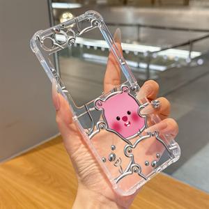 TEMU 삼성 갤럭시 Z 플립5 Z 플립6와 호환되는 귀여운 로포 폰 케이스, 드롭을 위한 투명한 소프트 백을 특징으로 합니다.
