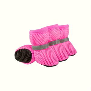 TEMU 4개 세트 소프트 솔 메쉬 애견 부츠, 버클 클로저, 체크무늬 폴리에스터 소재, 소형~중형견용 사계절 보호용