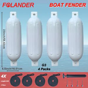 TEMU 4팩 보트 펜더 + 펜더 로프 & 범퍼, G 시리즈 PVC 보트 펜더, 보트, 요트, 낚시배에 적합
