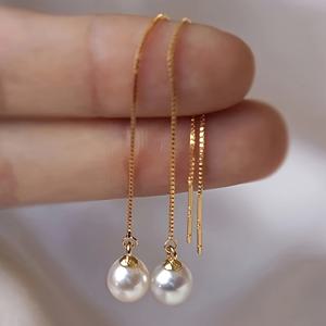 TEMU 여성용 패션 드롭 귀걸이 1쌍, 우아한 모조 진주 프렌치 스타일 펜던트 귀걸이, 데일리 캐주얼 파티 액세서리 웨딩 주얼리