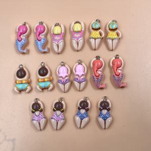 TEMU 16개 귀여운 만화 수영 남녀 레진 펜던트 참 주얼리 만들기 소재 수제 DIY 귀걸이