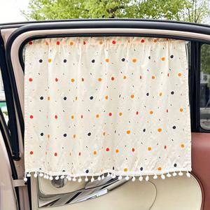 TEMU 귀여운 하트 물방울 무늬 프린트 차량용 햇빛 가리개 커튼, 차량 내부 프라이버시 보호를 위한 범용 흡착 컵 스타일
