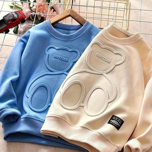 TEMU (2개 세트) 남아용 스웨트셔츠 봄 가을 한여름 대형아동 2025년 신상 엠보싱 서양식 활용도 높은 긴팔 티셔츠 아동용 한국판 스웨트셔츠