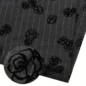 TEMU 블랙 로즈 플록 디자인의 미리 재단된 벨벳 폴리 트윌 원단 1개, 크기 55.12 x 19.68인치. 파티 장식, 테이블보, 테이블 러너, 선물 포장, 퀼팅 패치워크, 헤어 추가 및 공예에 적합 - 손세탁만 가능