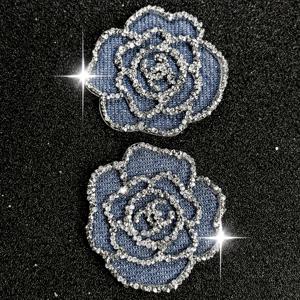 TEMU 2개의 예술적인 데님 장미 라인스톤 아플리케, 전사 데칼, 중성적인 패션 장식, 프로젝트용 독특한 패브릭 스티커, 의류, 신발, 헤드웨어, 데님, 가방 등에 이상적