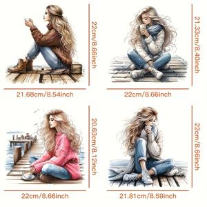 TEMU 4개 세트 판타지 인간 디자인 아이언온 패치 - 비닐 소재, 혼합 컬러 DIY 티셔츠, 캔버스 가방 & 베개용 - 내구성 강화 & 쉬운 적용