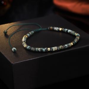 TEMU 1개 남성용 아프리카 터키석 팔찌 - 천연 스톤 주얼리, 조절 가능한 그린 브레이디드 코드 클로저, 방수 기능, 일상/정장/여행용 - 아버지의 날, 생일, 결혼식 선물, 행운과 부를 상징하는 고급 비즈 손목밴드, 우아한 액세서리, 고품질 구슬 장신구, 보석 애호가를 위한 선물