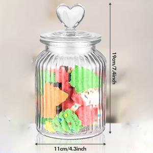 TEMU 하트 모양 뚜껑 포함 - 22, 32, 45oz 투명 귀여운 하트 캔디 용기, 식품 보관 유리 쿠키 병, 주방용 장식 아포테카리 캐니스터 (하트 용기 01)