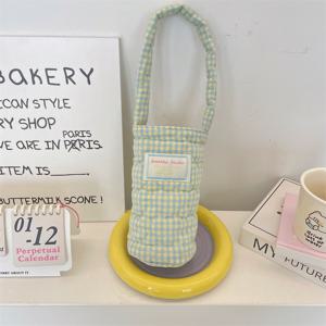 TEMU 1개 패브릭 단열 컵 가방, 휴대용 및 부드러운 디자인으로 외출 시 우유차 등 음료를 쉽게 휴대할 수 있도록 설계됨