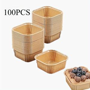 TEMU 베이킹에 적합한 종이 레오프랜 100개입, 크라프트 종이로 제작된 기름 방지 컵케이크 라이너, 머핀 및 컵케이크에 이상적, 결혼식 및 생일 파티 장식에 완벽