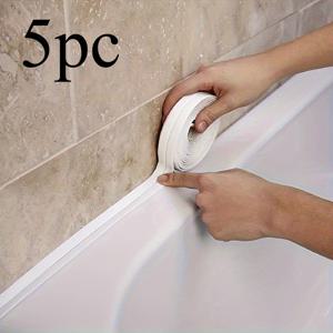 TEMU 5-팩 방습 화장실 실링 스트립, 주방 및 욕실용 자가 접착 실링 테이프, 습기 방지 욕실 테이프, 주방용 심미적 싱크대 틈새 스티커, 작업실용
