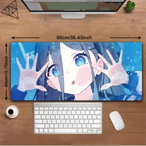 TEMU 1개 애니메이션 스타일 수중 게이밍 마우스 패드 - 미끄럼 방지 고무 베이스, 세탁 가능한 표면, PC/사무실/홈 데스크용 - 애니메 팬 및 B-블루 아카이브 애호가를 위한 이상적인 선물 - 데스크 매트 장식
