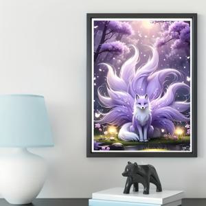 TEMU 환상적인 보라색 구미호 디자인의 새로운 5D 페인팅 키트. 풀 캔버스에 라운드 가 완벽하게 장착되어 있습니다. 거실, 침실 및 서재를 장식하는 데 완벽한 수제 예술 작품입니다.