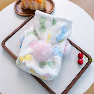 TEMU 강아지와 고양이용 반려동물 옷, 소형견과 강아지용 해피 퍼피 의류, 스타일리시하고 귀여운 봄/가을용 따뜻하고 편안한 리본 플러시 스웨트셔츠, 야외 캐주얼웨어