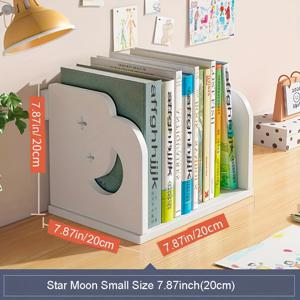 TEMU 두꺼운 PVC 무자국 보드, 별과 달 모양의 속이 빈 간편 디자인 책꽂이, 가정용 서재 데스크탑 수납 랙, 사무실 문서, 기숙사 간편 책장, 데스크탑 교과서 정리, 문서 수납 랙, 신학기 책장 선물