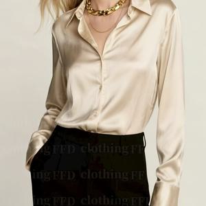 TEMU 여성용 패션 캐주얼 다용도 우아한 고급 솔리드 컬러 새틴 긴팔 셔츠 - 봄, 여름, 가을, 겨울용