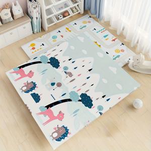 TEMU 해상 운송, 접이식 아기 발 달리기 매트, 양면 인쇄 XPE 폼 바닥 매트, 특대형 거실 발 달리기 매트, 휴대용 및 세척 용이, 침실, 거실, 실내 및 실외에 적합