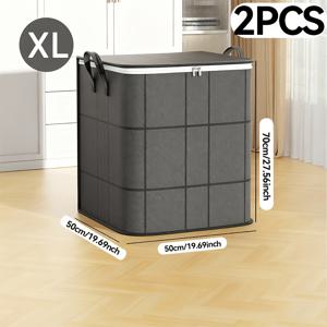 TEMU 2개 대형 헤비듀티 옷 보관백 - 지퍼 스타일 잠금장치가 있는 접이식 이사 박스, 계절별 옷, 침구, 이사 및 여행용 헤비웨이트 패브릭 정리함 | 내구성 있는 직사각형 의류 가방, 홈, 기숙사, , 침대 밑 수납용