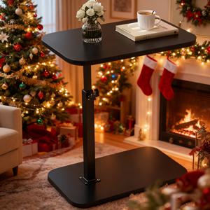 TEMU 높이 조절 회전 사이드 테이블, 튼튼한 구조, 리프팅 메탈 스틸 프레임, 공구 불필요 조립, 커피 테이블 홈 오피스 데스크, 거실 소파 침대 옆 공간 절약 가구에 적합