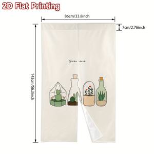 TEMU 2D 평면, 1개 일본 노렌 문 커튼 - 유리병에 담긴 선인장 & 전통 쇼지 디자인 - 세탁기 사용 가능한 원단, 웨딩, 파티, 카와이 데코에 적합 - 간편한 걸이 (막대 없음) 일본식 룸 액센트, 2D 평면