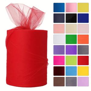 TEMU 23개 색상 선택 가능, 1롤 튤 롤, 6인치 x 200야드 (600피트) 튤 롤, 튤 리본 스풀, 튤 원단 (튜튜 스커트, 웨딩, 샤워, 생일 파티 장식용)