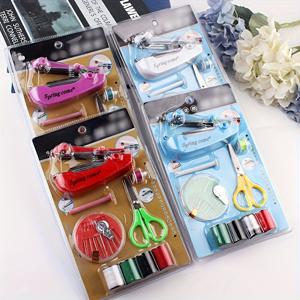 TEMU 바늘, 가위 등이 포함된 휴대용 미니 바느질 키트 - 가정 및 여행용, 다양한 색상