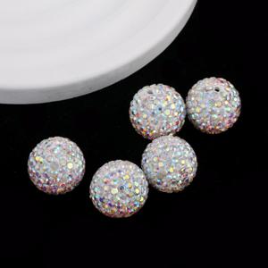 TEMU 25개 흰색 AB 컬러풀 원형 폴리머 클레이 라인스톤 비즈, 직선 구멍으로 간격 조절 가능, 주얼리 제작 및 비즈 펜 또는 크리스마스 선물용으로 완벽