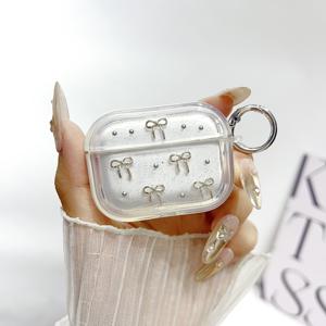 TEMU 새로운 입체적인 리본 매듭 Pro3 이어폰 4세대 투명 팬텀 글리터 소프트