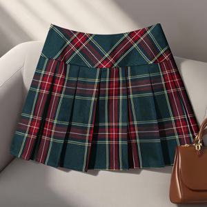 TEMU 칼라 스타일 격자무늬 주름 치마, 여성용 하이웨이스트 A라인 미니 스커트, 교복 JK 미니 스커트, 다리 길어보기 우산 치마, 격자무늬 패치워크 스커트, 봄/여름 캐주얼 미니 스커트, 한국 스타일 스위트 소녀 드레스, 활용도 높고 우아한 아우터웨어 스커트, 캠퍼스 스타일 여성 의류, 주름 밑단 디자인, 슬림핏 스커트, 일상 출퇴근용