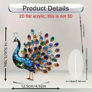 TEMU 2D 평면, 2D 평면 컬러풀 공작새 받침대 포함 - 봄과 여름 정원 및 식당 장식, 홈 오피스 주방 책장 휴일 장식, 11가지 축제 행사, 홈 데코, 거실 장식, 공작새 홈 데코, 크리스마스 선물 장식, 크리스마스 장식품, 크리스마스 홈 데코, 2D 평면