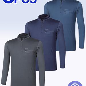 TEMU [1+1+1][ 3장세트! ] 남성 활용도 좋은 워크웨어 스판 포켓 집업 긴팔 티셔츠 코어액션(M7QPST59)