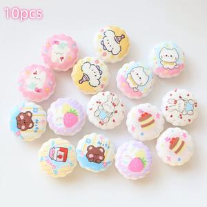 TEMU 10개 달콤하고 귀여운 동물 케이크 프린트 복숭아꽃 비즈 캡, 루즈 비즈 소재, 키체인, 휴대폰 스트랩 및 가방 참 장식으로 사용 가능