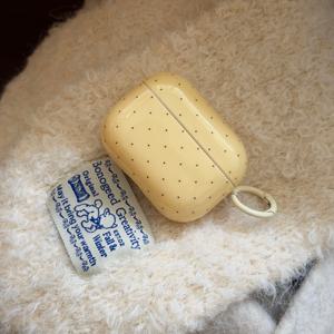 TEMU 에어팟 프로 2/4 케이스 & 에어팟 3 케이스 커버 호환, 스크래치 방지 노란색 물방울 무늬 보호 케이스, 걸이 루프 포함, 플라스틱 커버, 애플 에어팟 프로 2/4, 에어팟 3 케이스 여성용, 일상 사용