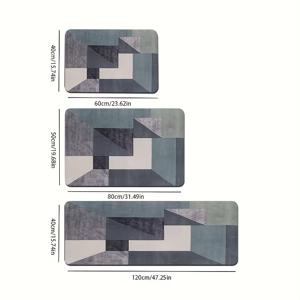 TEMU 1개 주방 매트, 인치 주방 바닥 매트, 회색 기하학 패턴 프린트 매트, 두꺼운, 미끄럼 방지, 내구성, 주방, 거실, 현관, 발코니 및 홈 데코에 적합